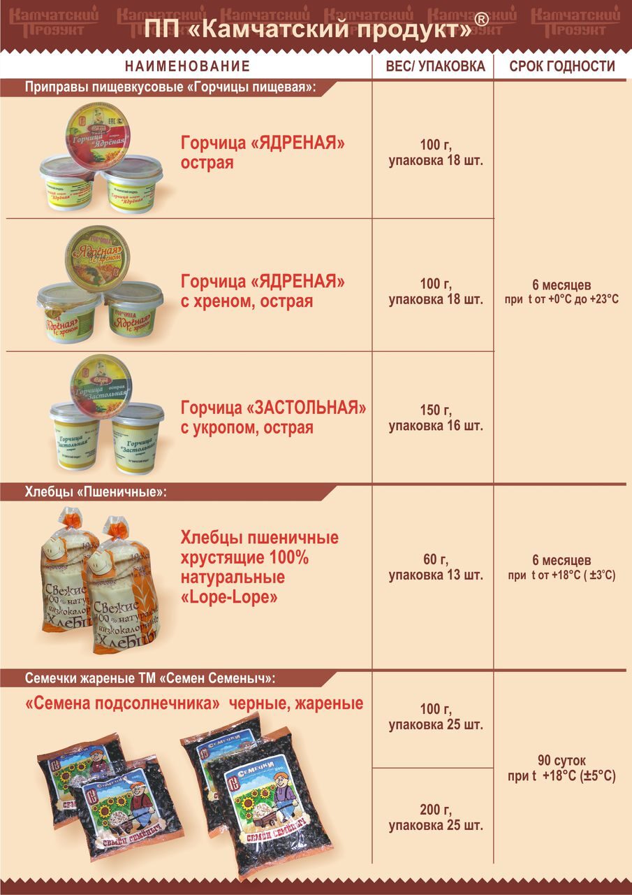 Ассортимент продукции - Производственное предприятие Камчатский продукт